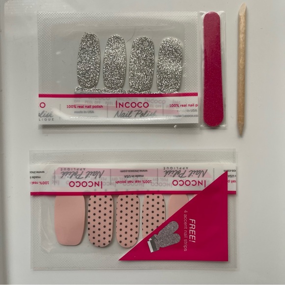✨💝2/$10💝✨ Incoco Glitter and Pink Polka Dot Nail Art Set Like A Charm Coquette - Picture 2 of 5